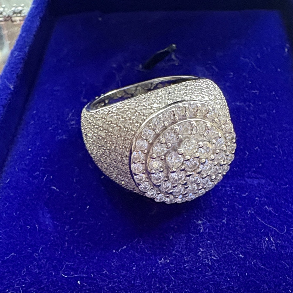 Silver Crystal Statement Ring - image 1